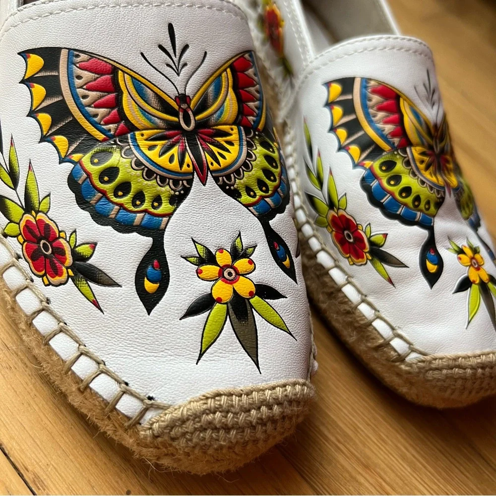 ASH White Leather Butterfly Espadrilles Shoes - Picture 2 of 5